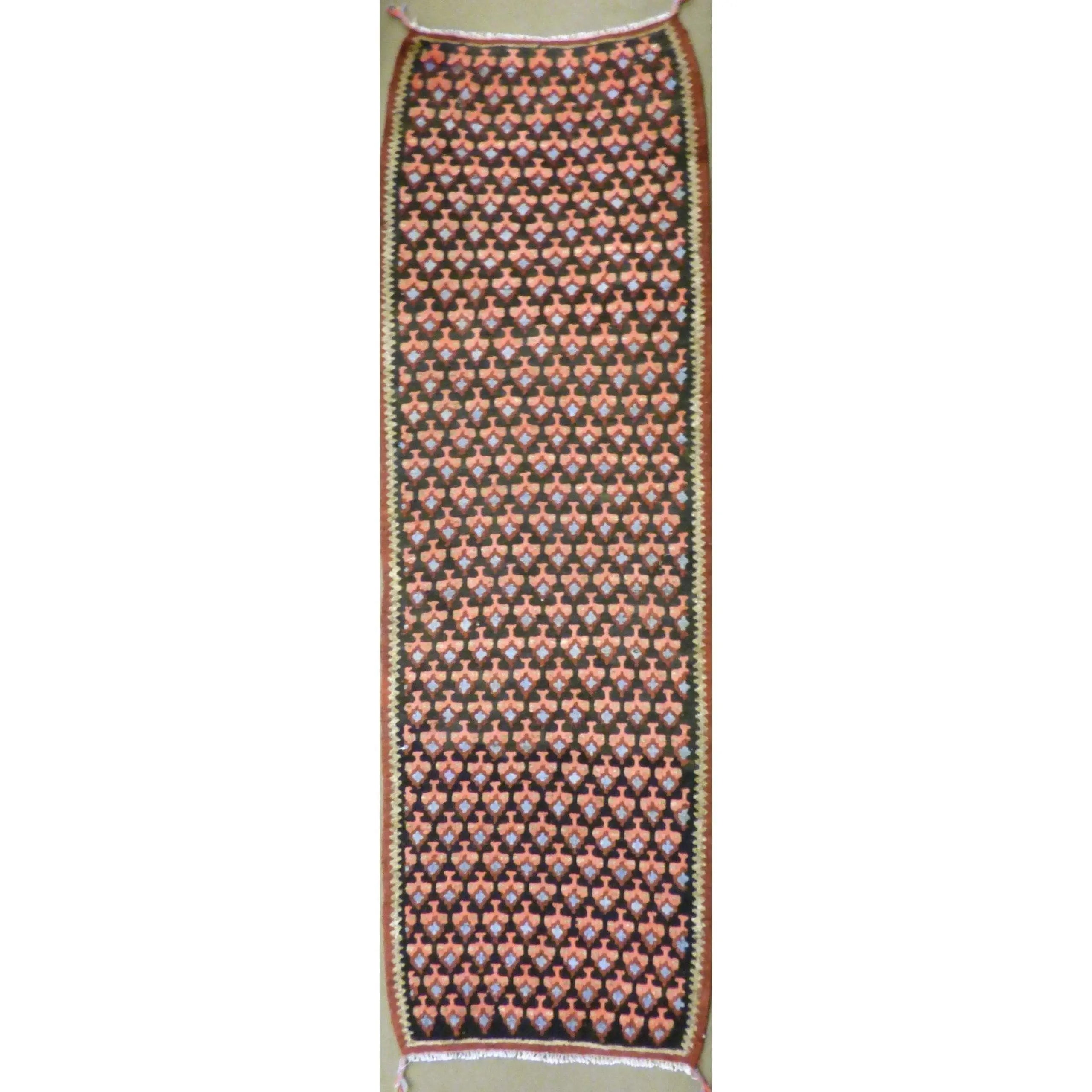 One Of The Kind Authentic Hand-Knotted Sanandaj Vintage Kilim 7'9" X 2'6"